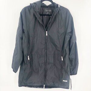 ✅ NWT Calvin Klein Lightweight HOODED Black Jacket Small‎ RAIN ALL WEATHER